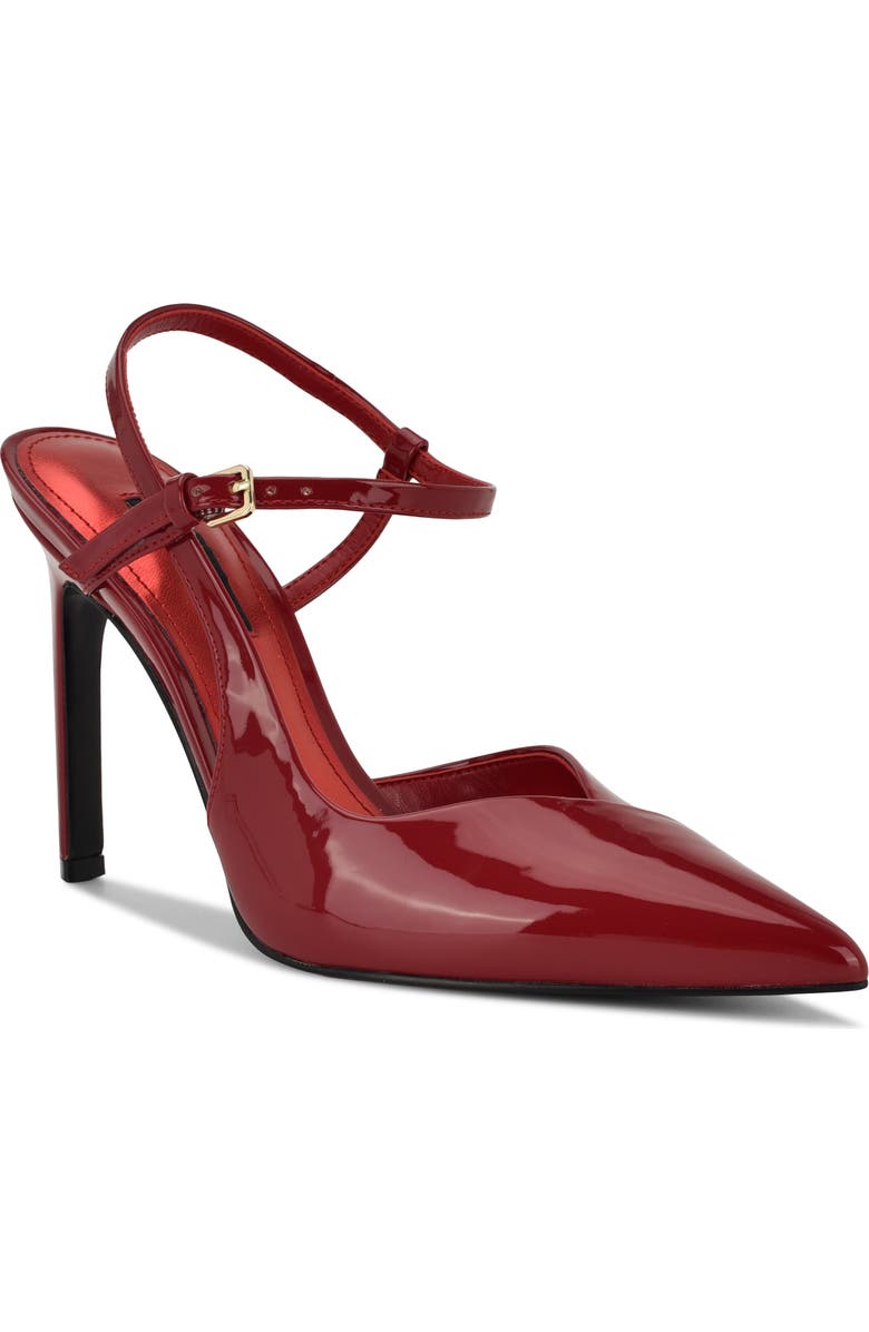 Nine West Franka Ankle Strap Pointed Toe Pump, Main, color, Dark Red