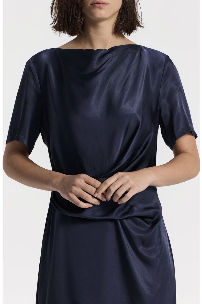 Knee-Length Satin Dress, Alternate, color, Blue