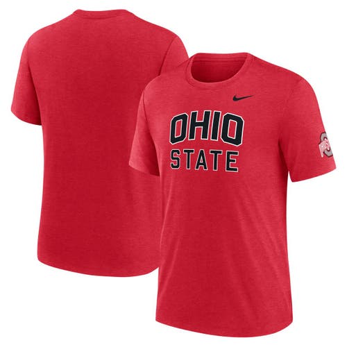 Nike Heather Scarlet Ohio State Buckeyes Campus Collegiate Block Tri-blend T-shirt In Red