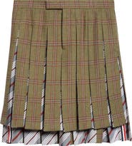 Thom Browne Tartan Pleated Wool Backstrap Skirt