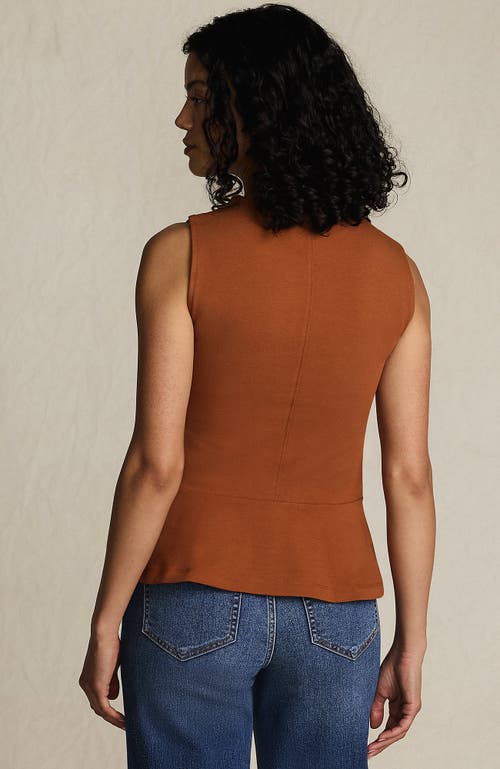 Lands' End Sleeveless Starfish Peplum Top In Brown