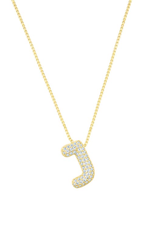 Pavé Bubble Initial Pendant Necklace