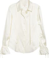 Cinq à Sept Troyer Tie Neck Silk Button-Up Shirt