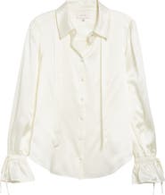 Cinq à Sept Troyer Tie Neck Silk Button-Up Shirt
