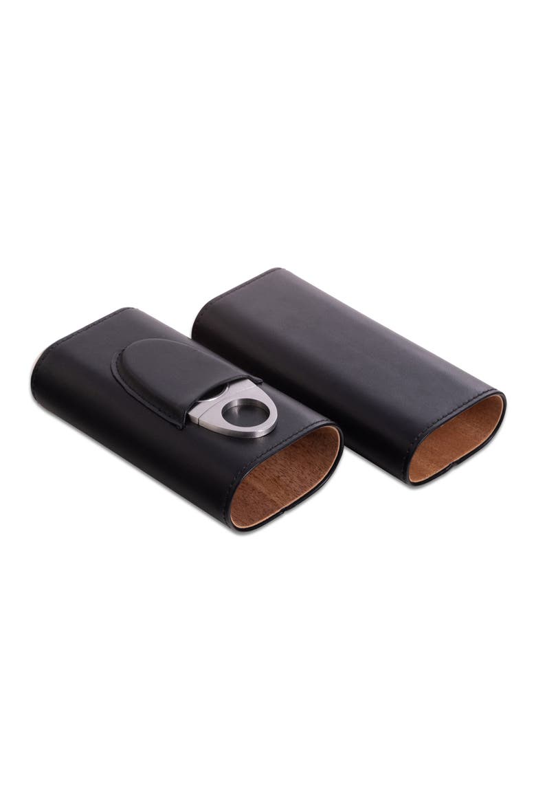 Richie Cigar Case & Cutter Set, Main, color, BLACK