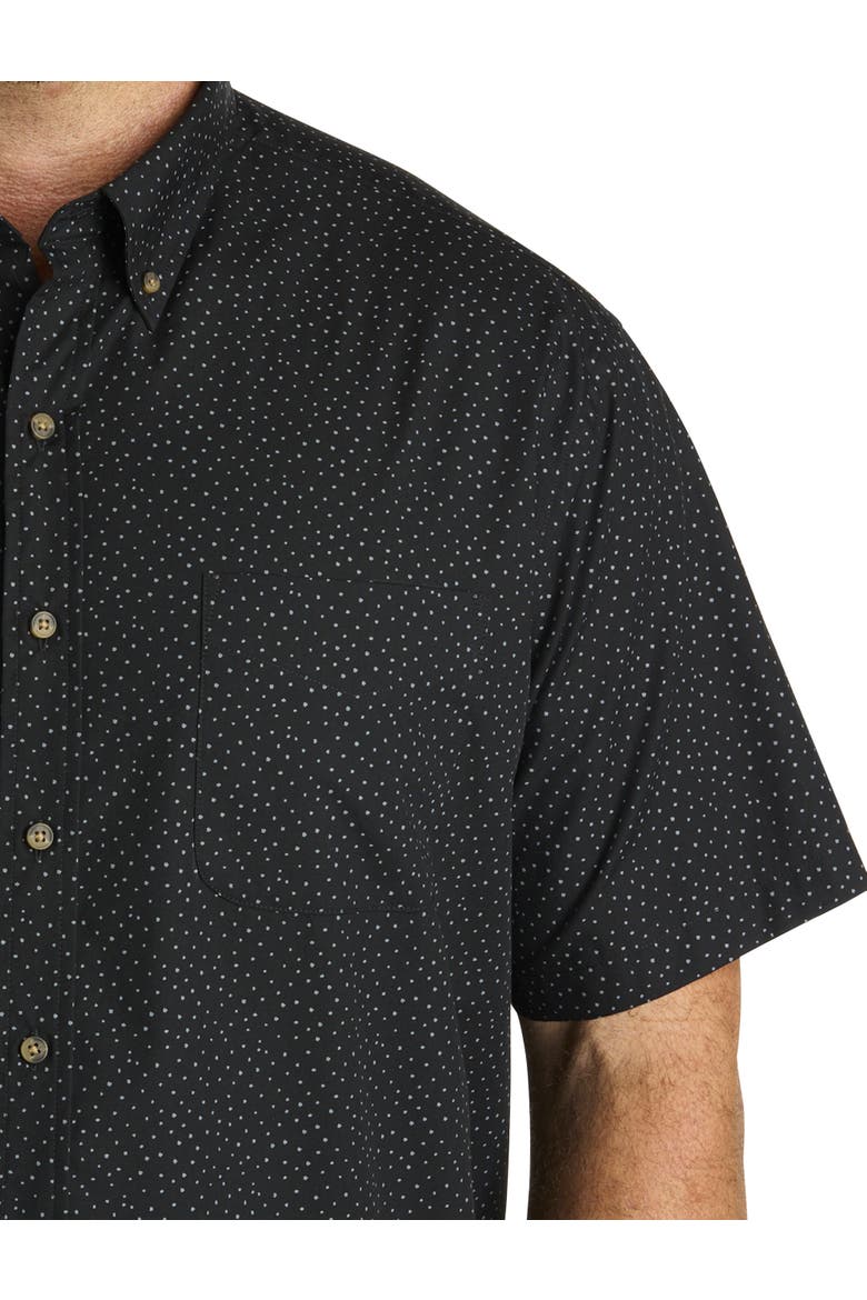 Big & Tall Easy-Care Pin Dot Print Sport Shirt, Alternate, color, BLACK