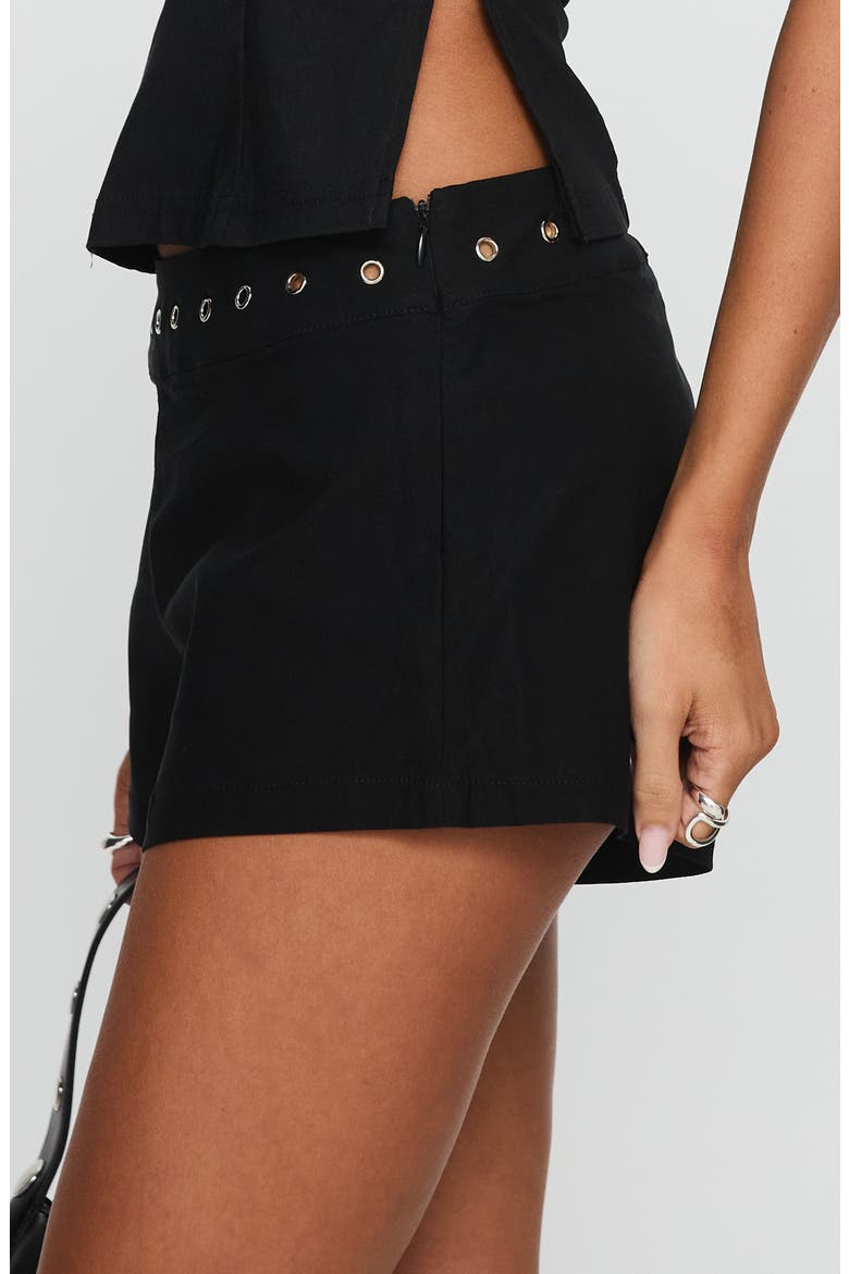Chalise Rivet Detail Mini Shorts, Alternate, color, BLACK