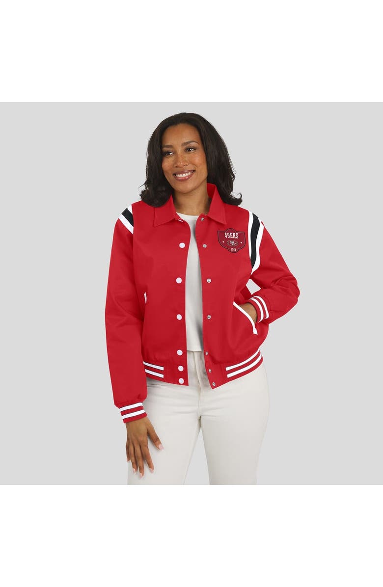 WEAR by Erin Andrews Women's WEAR by Erin Andrews Scarlet San Francisco 49ers Varsity Lightweight Full-Snap Jacket, Alternate, color, Scarlet