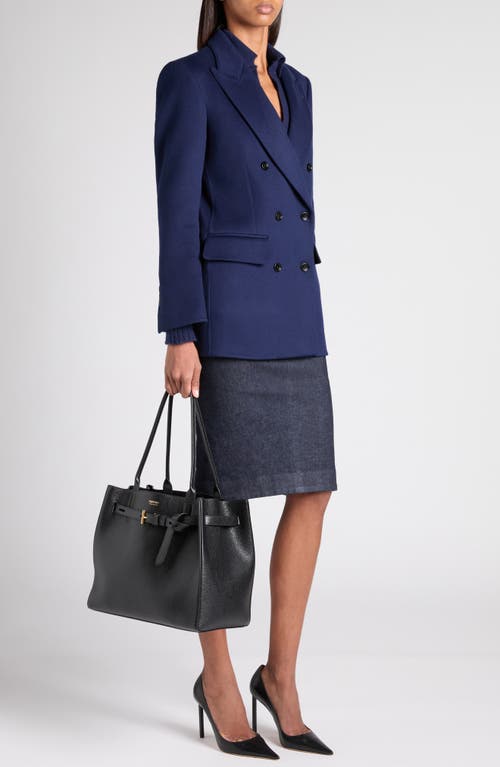 Tom Ford Double Breasted Wool & Cashmere Blazer In Blue