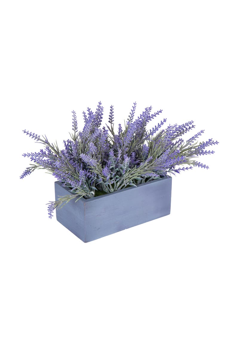 Decorative Faux Lavender Flower Window Box Figurine 9" x 12", Main, color, Purple