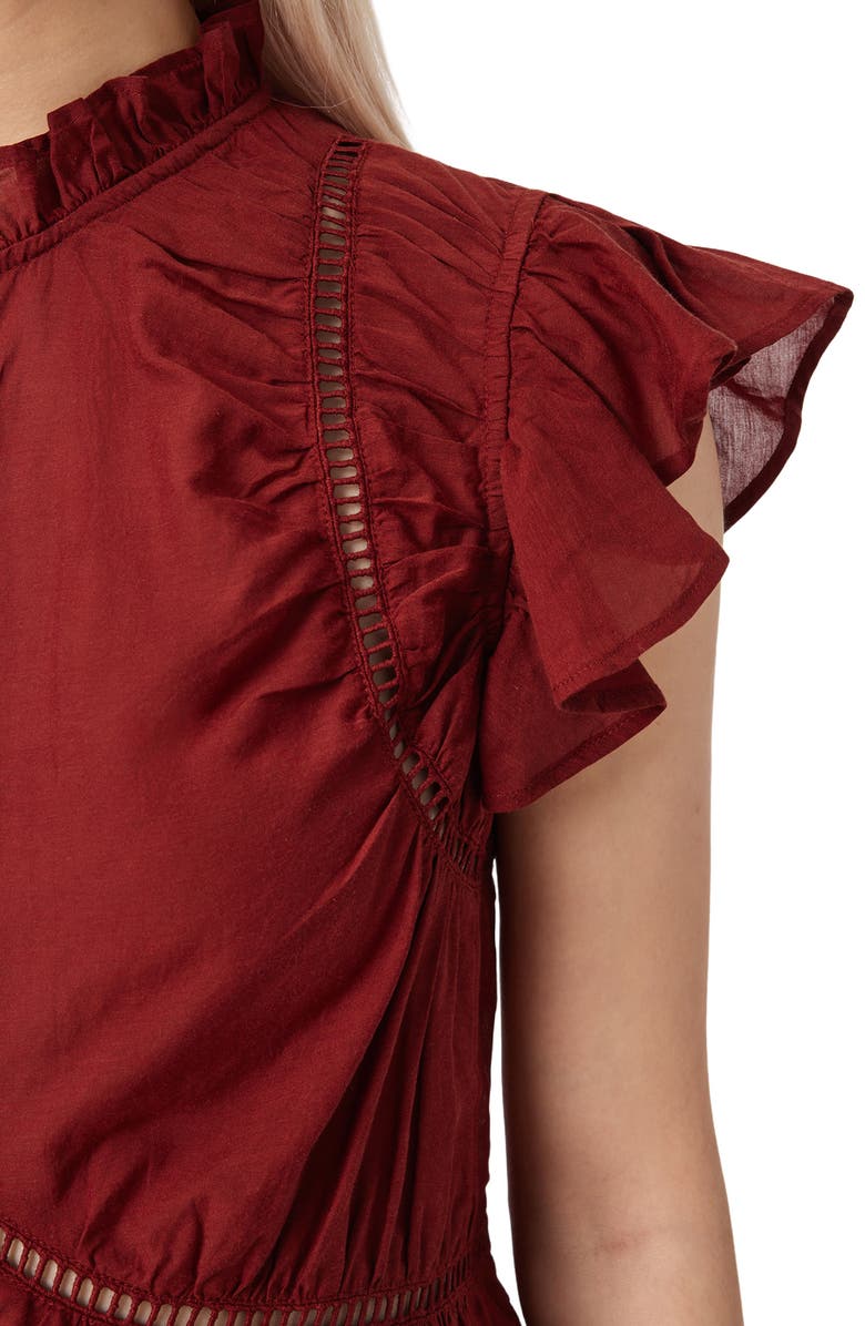 AllSaints Lima Ruffle Top, Alternate, color, Paprika Red