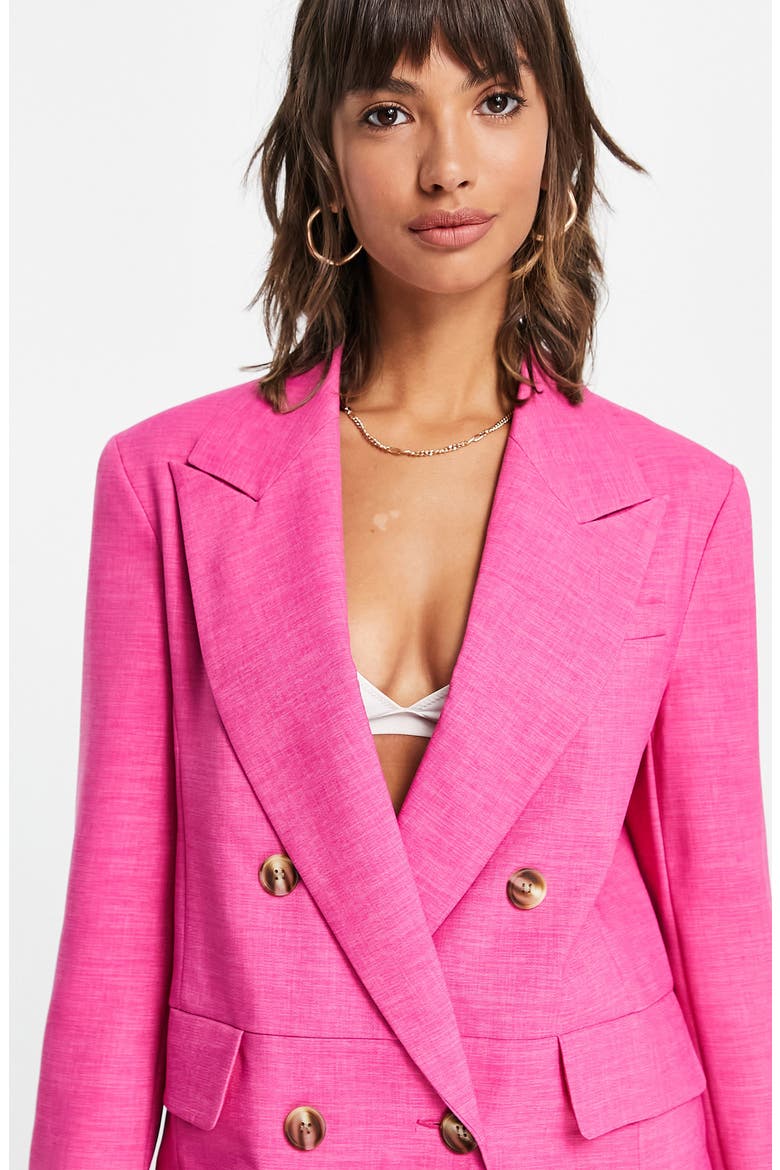 Bold Shoulder Double Breasted Blazer, Alternate, color, BRIGHT PINK