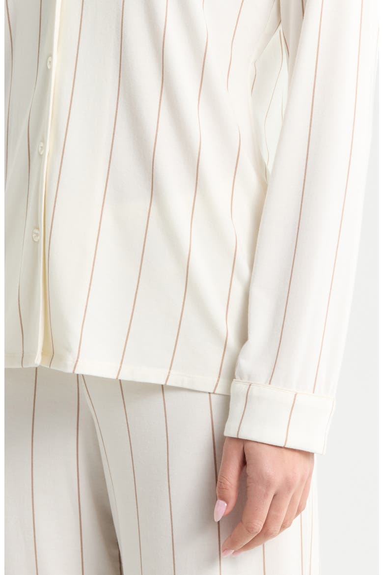 Moonlight Eco Knit Pajamas, Alternate, color, IVORY- TAN CALM PINSTRIPE