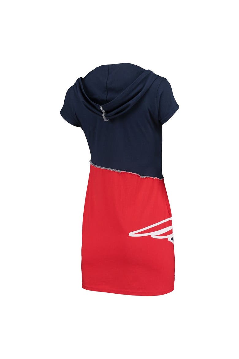 Women's Refried Apparel Navy/Red New England Patriots Sustainable Hooded Mini Dress, Alternate, color, Navy