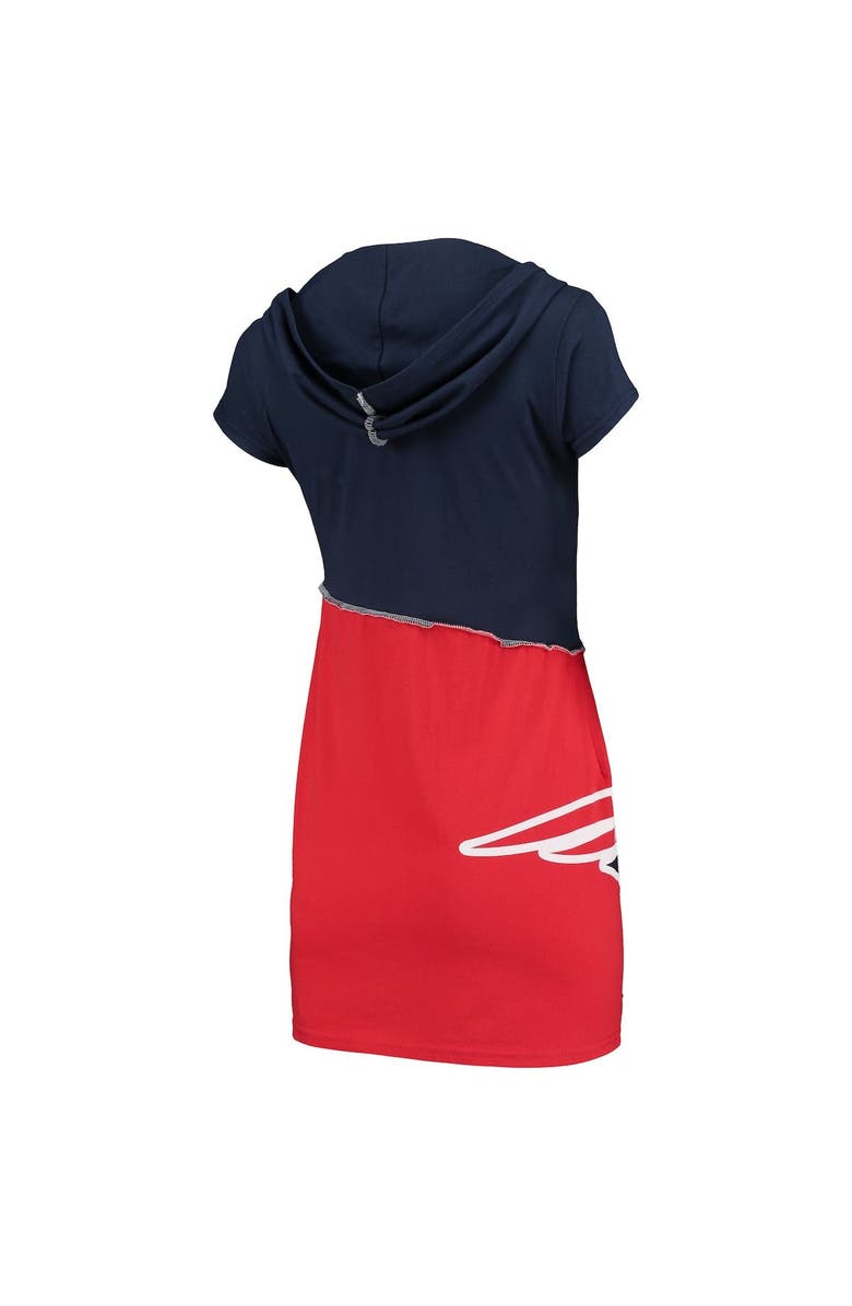 REFRIED APPAREL Women's Refried Apparel Navy/Red New England Patriots Sustainable Hooded Mini Dress, Alternate, color, 