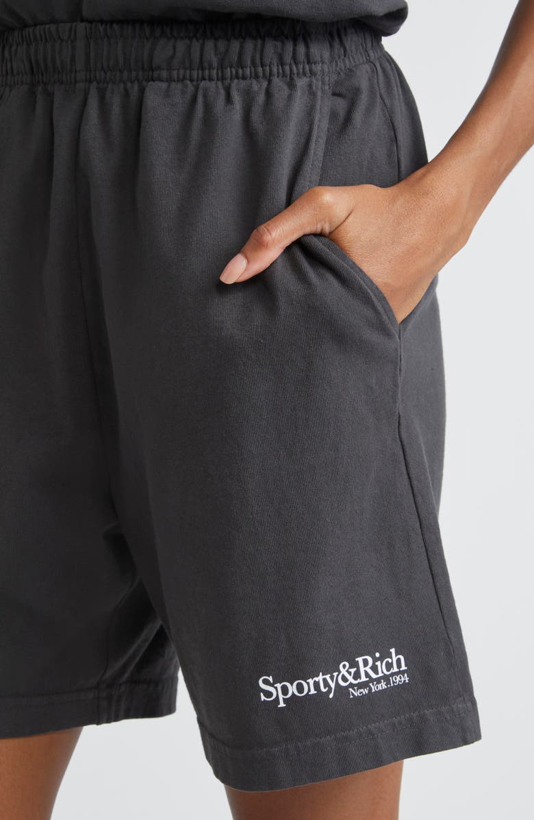 Sporty & Rich HWCNY Cotton Gym Shorts, Alternate, color, Faded Black