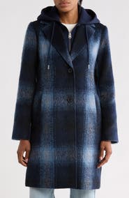 Lucky Brand Plaid Walker Coat with Hood
