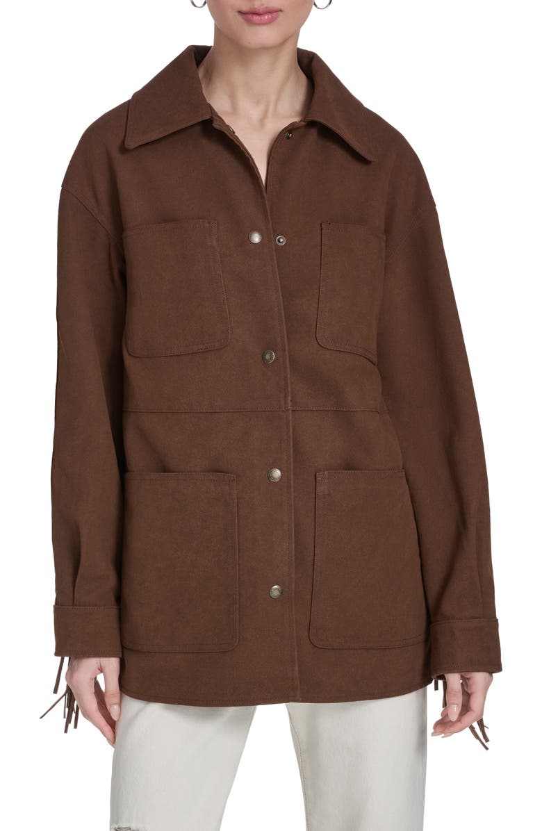 Levi's Fringe Faux Suede Chore Jacket, Main, color, Maple