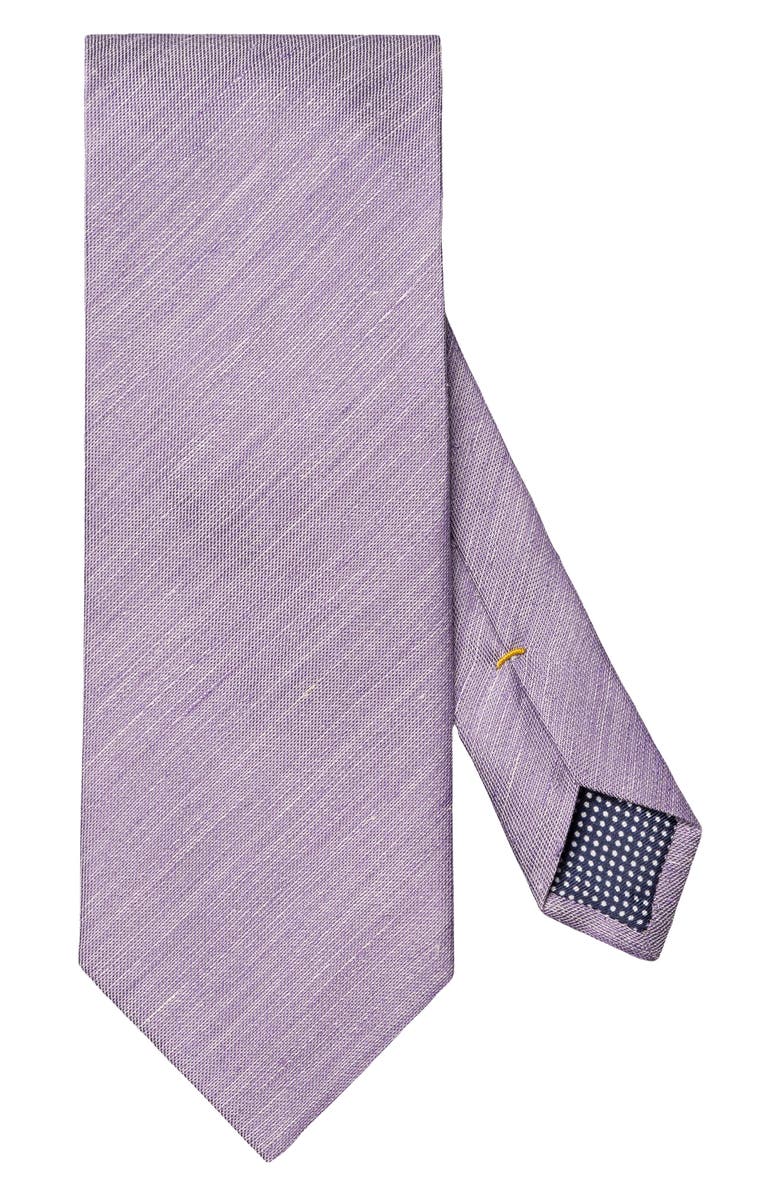 Eton Mid Purple Solid Linen & Silk Tie, Main, color, 