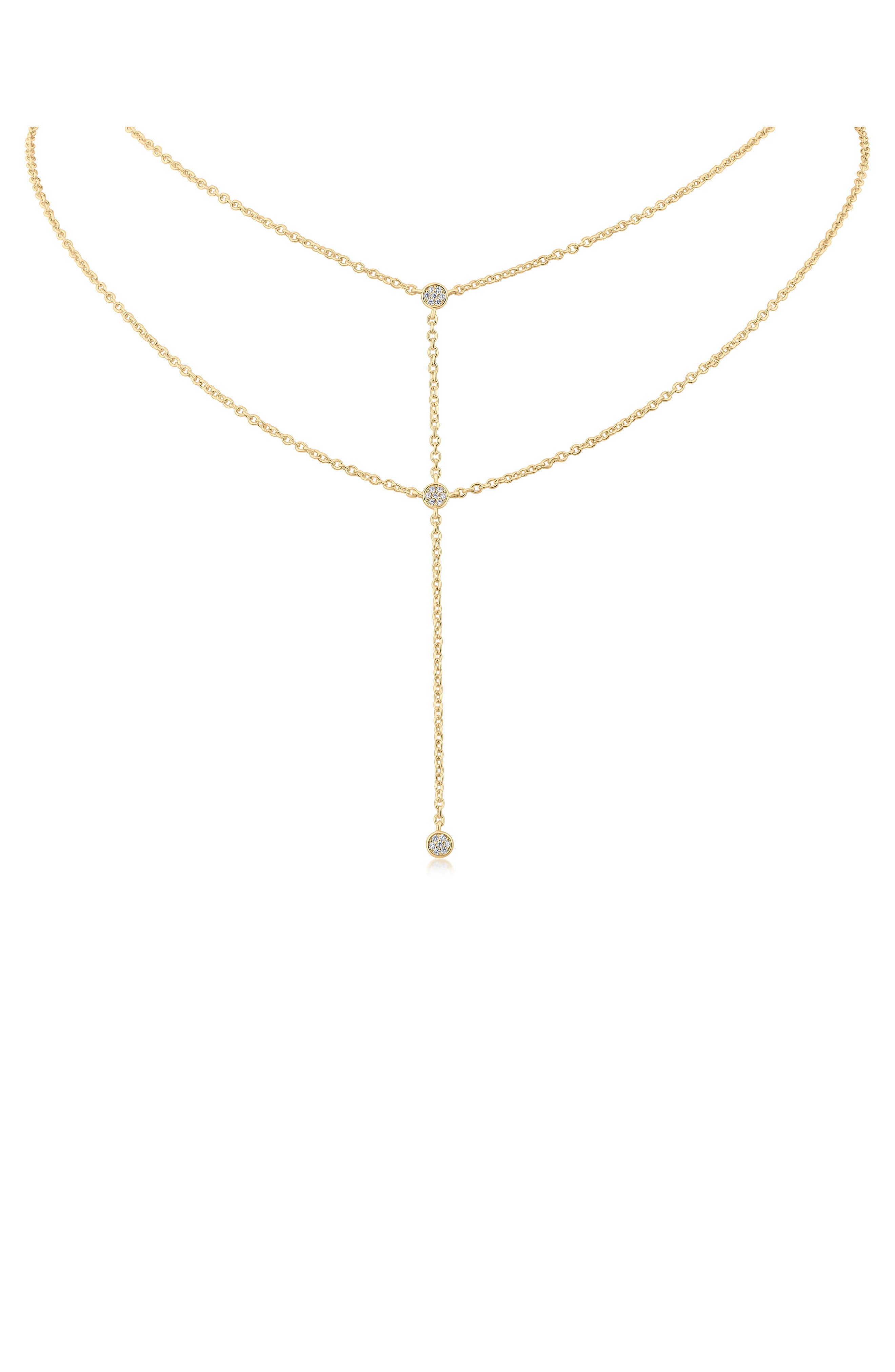 CZ by Kenneth Jay Lane Layered Connected Drop Necklace
