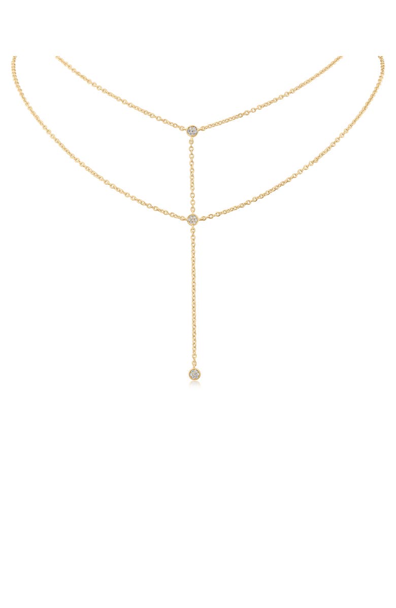 CZ by Kenneth Jay Lane Layered Connected Drop Necklace, Main, color, Clear/ Gold