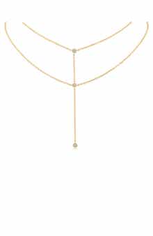 CZ by Kenneth Jay Lane Layered Connected Drop Necklace