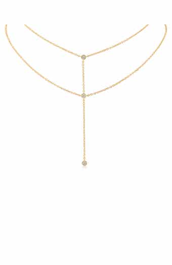 CZ by Kenneth Jay Lane Layered Connected Drop Necklace