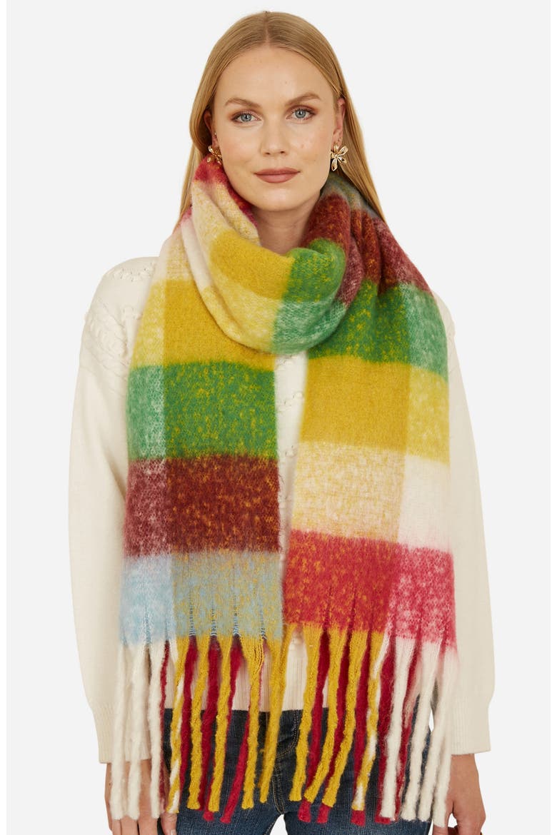Oversize Checked Soft Tassel Scarf, Main, color, Multi