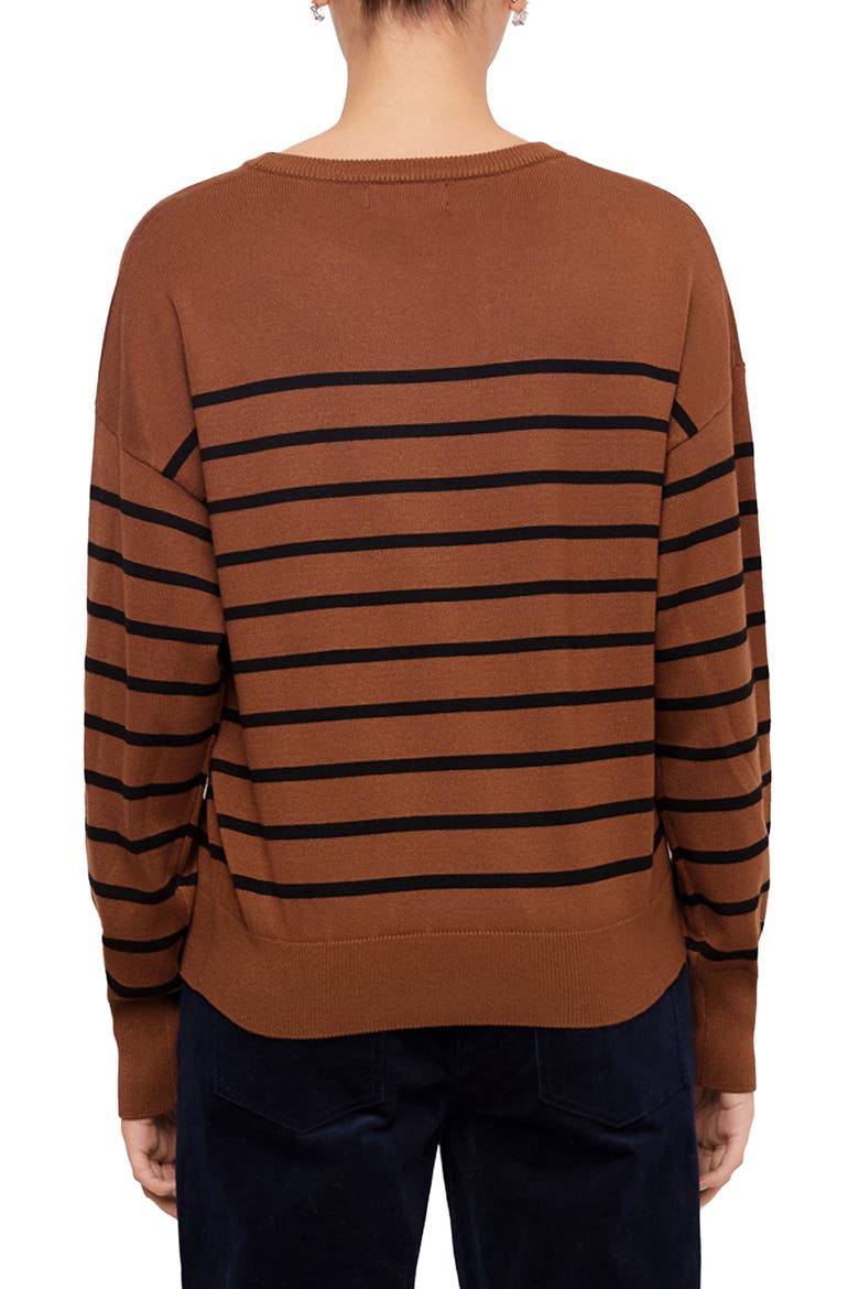 Stripe Crewneck Sweater, Alternate, color, MOCHA