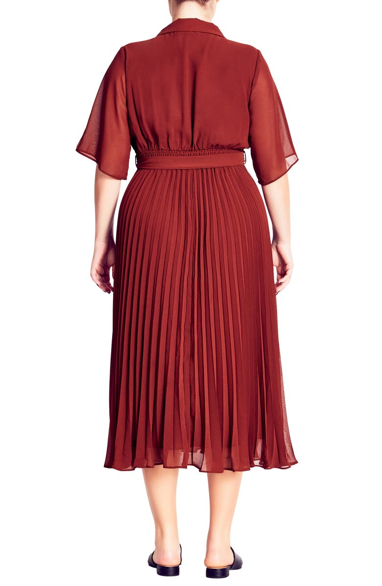 City Chic Lily Pleated Faux Wrap Maxi Dress, Alternate, color,