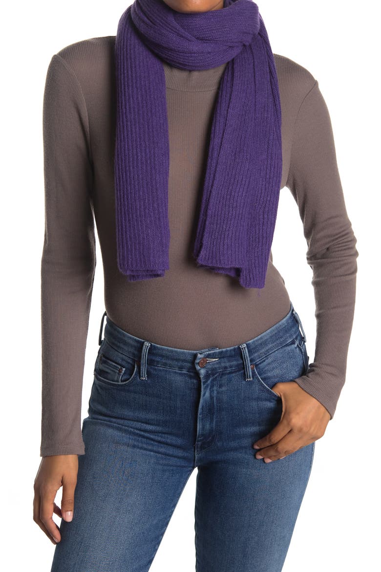 Ribbed Knit Wrap Scarf, Main, color, AUBERGINE