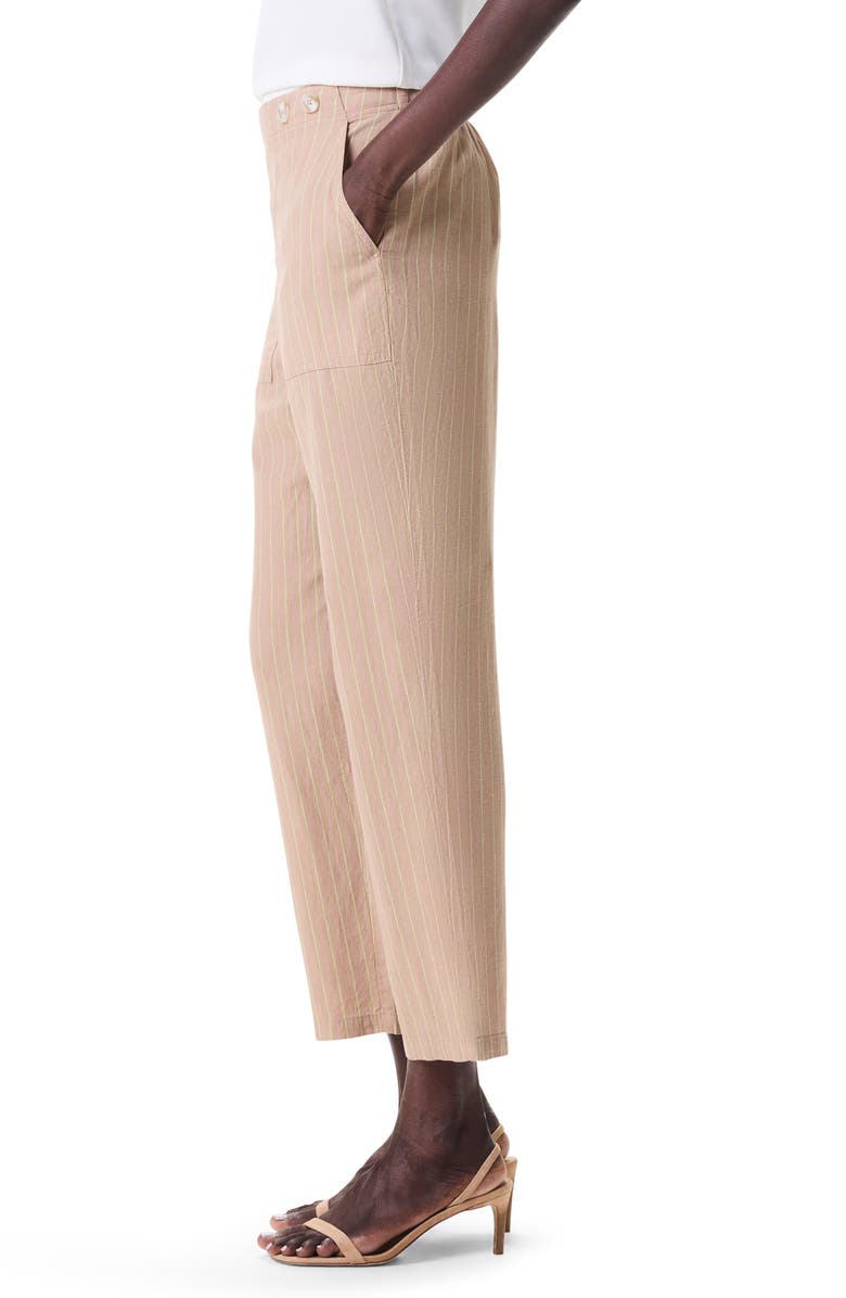 NIC+ZOE Central Park Pinstripe Linen Blend Ankle Pants, Alternate, color, Neutral Multi