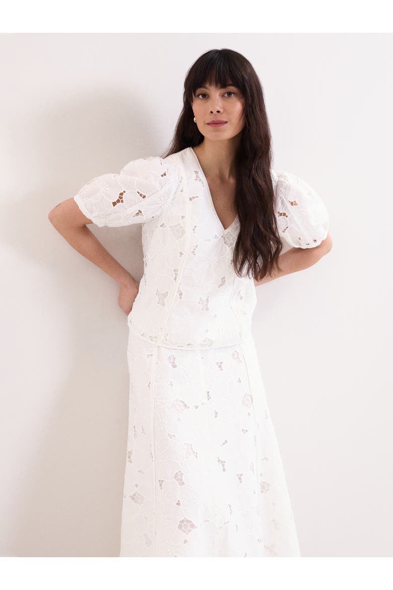 Marina V-Neck Lace Blouse, Main, color, Ivory