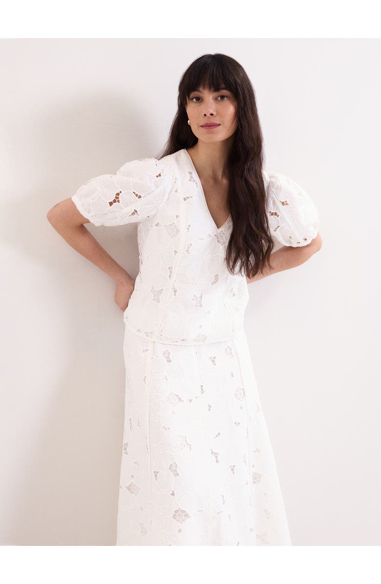 Phase Eight Marina V-Neck Lace Blouse, Main, color, Ivory