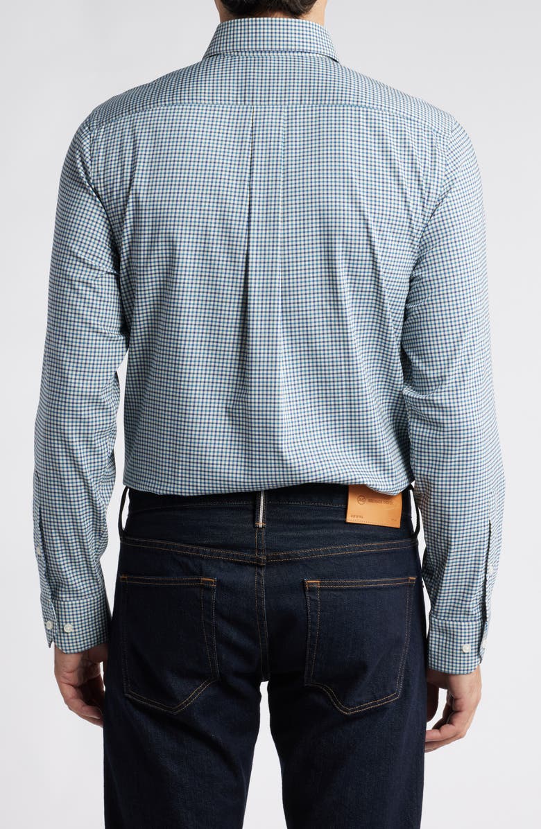 Scott Barber Mélange Gingham Stretch Button-Down Shirt, Alternate, color, 