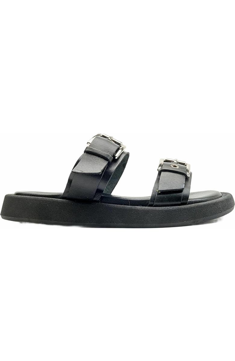 Forever & Always Shoes Finezza Leather Two-Strap Sandal, Alternate, color, Black Leather