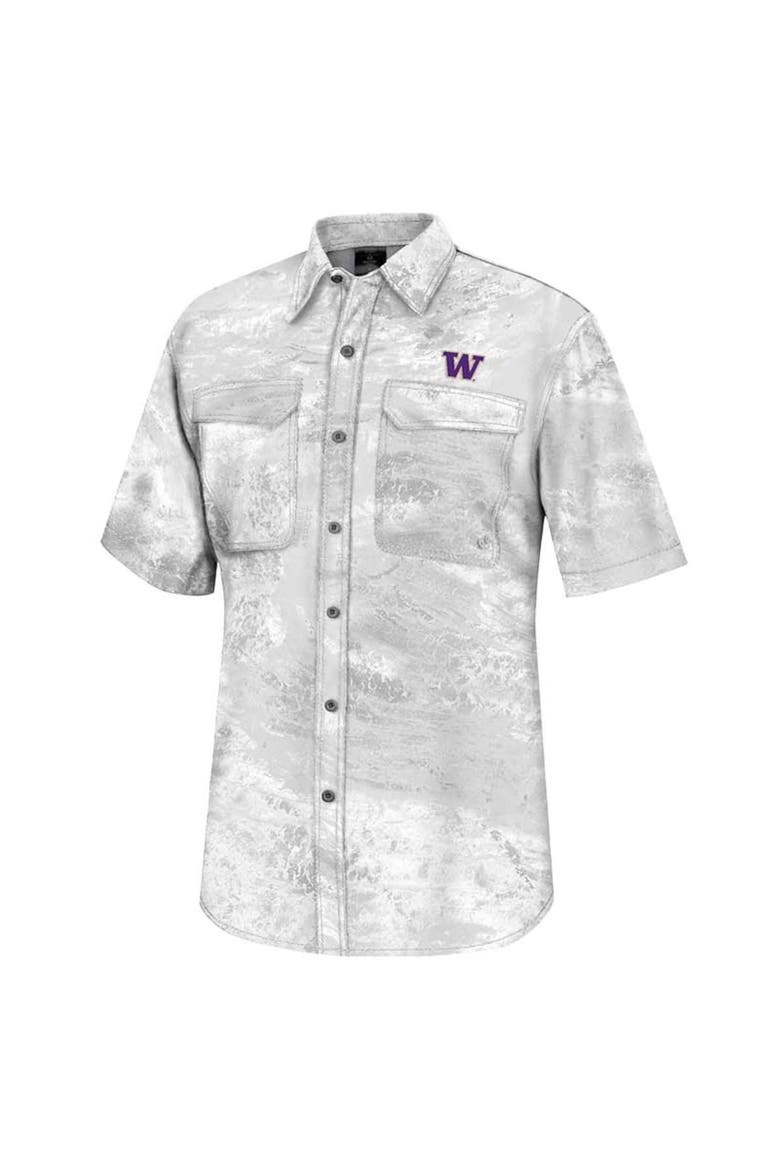 Men's Colosseum  White Washington Huskies Realtree Aspect Charter Full-Button Fishing Shirt, Alternate, color, White