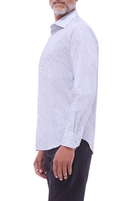 Bugatchi Axel Floral Shaped Fit Stretch Cotton Button-up Shirt In Black