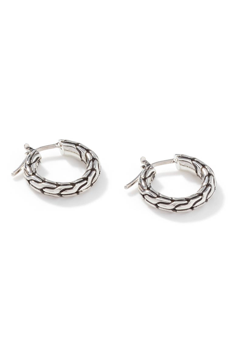John Hardy Carved Chain Hoop Earrings, Silver, 16mm, Main, color, Silver