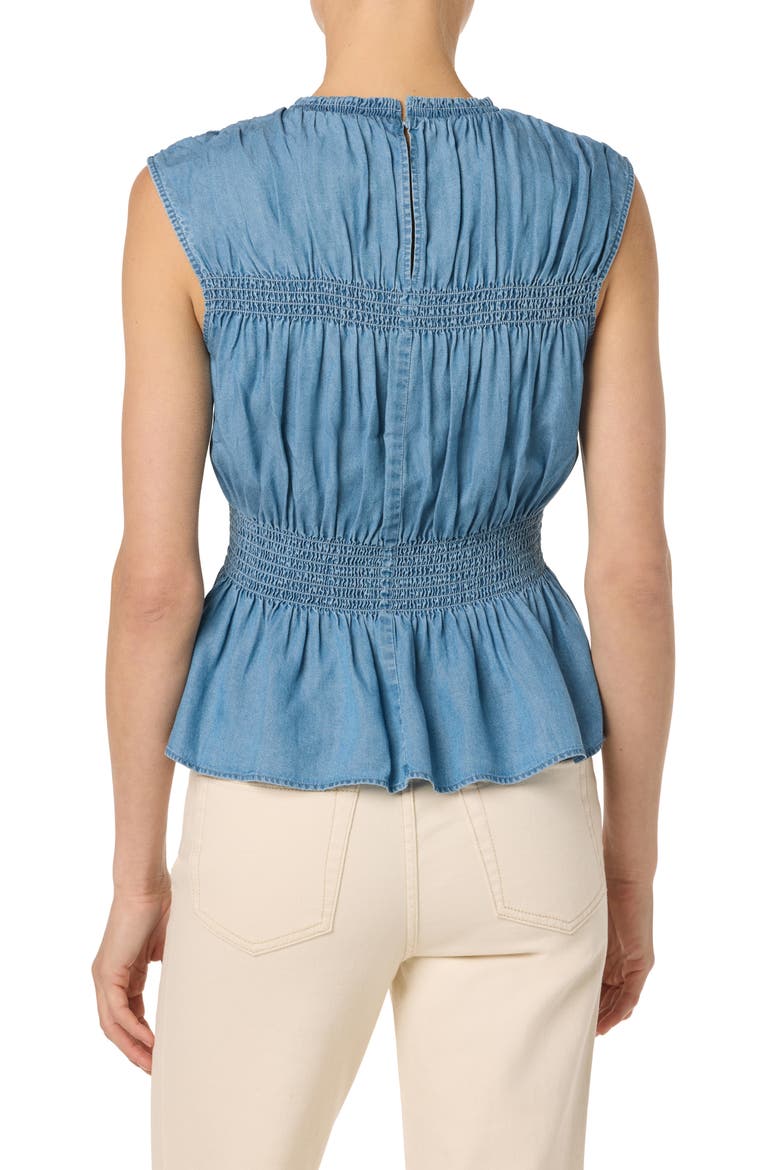 Sleeveless Chambray Peplum Top, Alternate, color, MED CHAMBRAY
