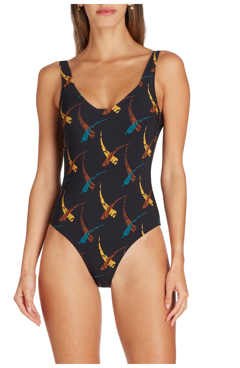 VALIMARE Verona Printed One-piece Swimsuit, Main, color, Black