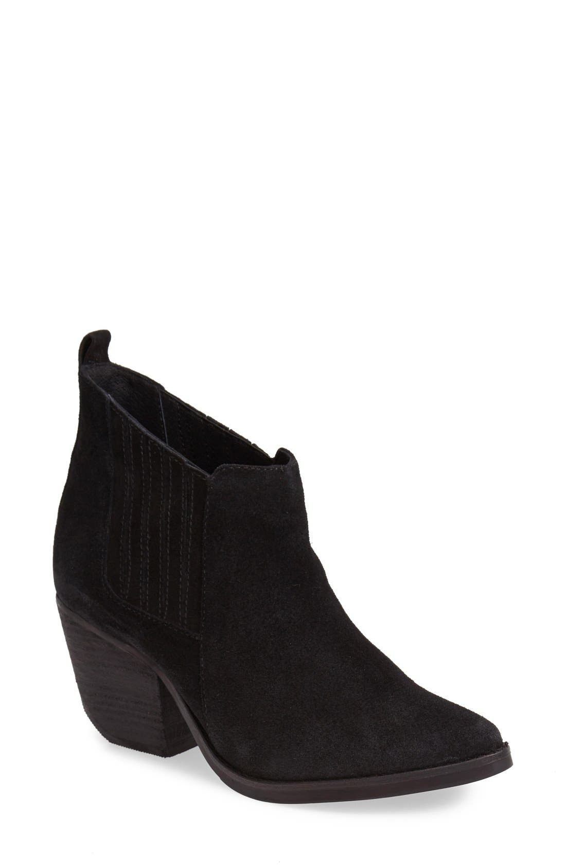 'Eve' Suede Bootie, Main, color, BLACK SUEDE