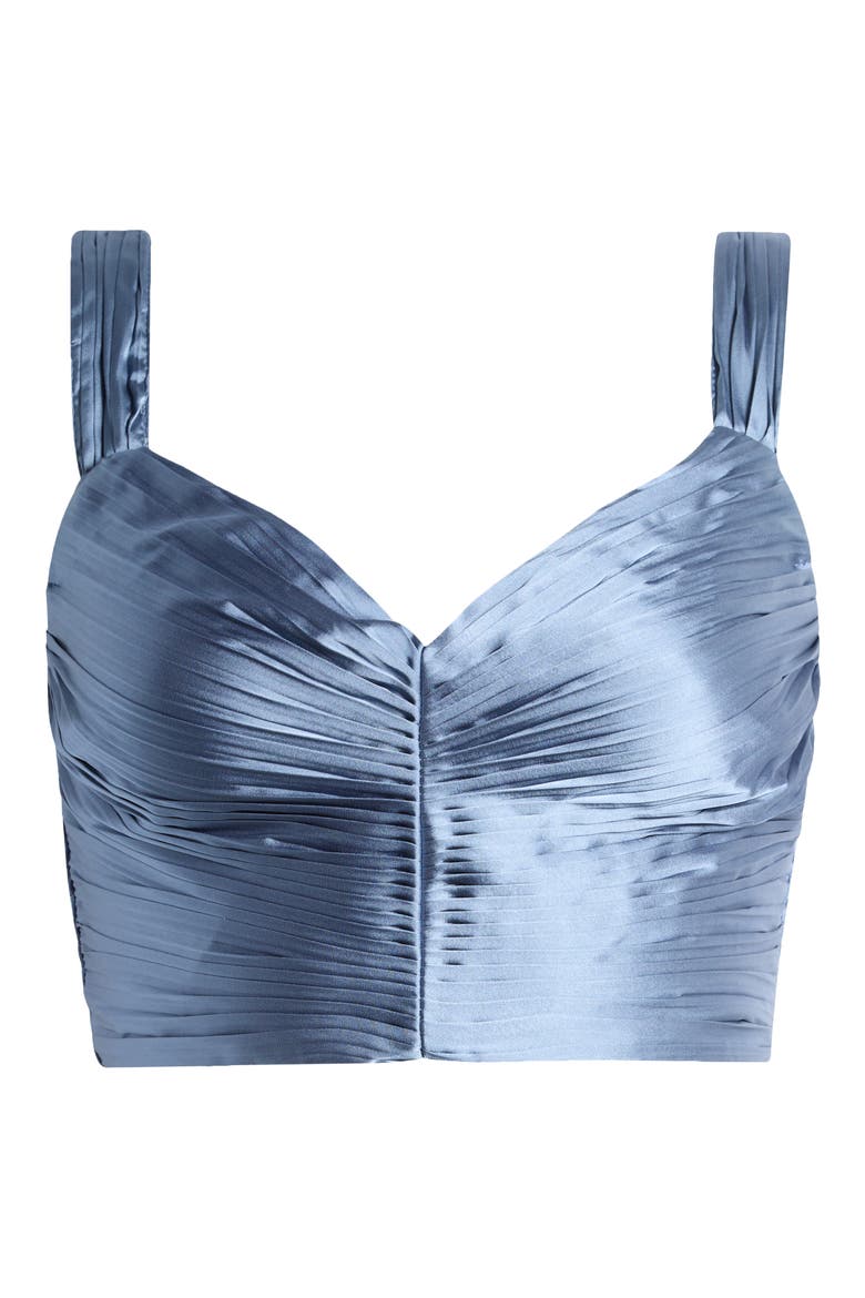 Pleated Satin Crop Top, Alternate, color, SLATE BLUE