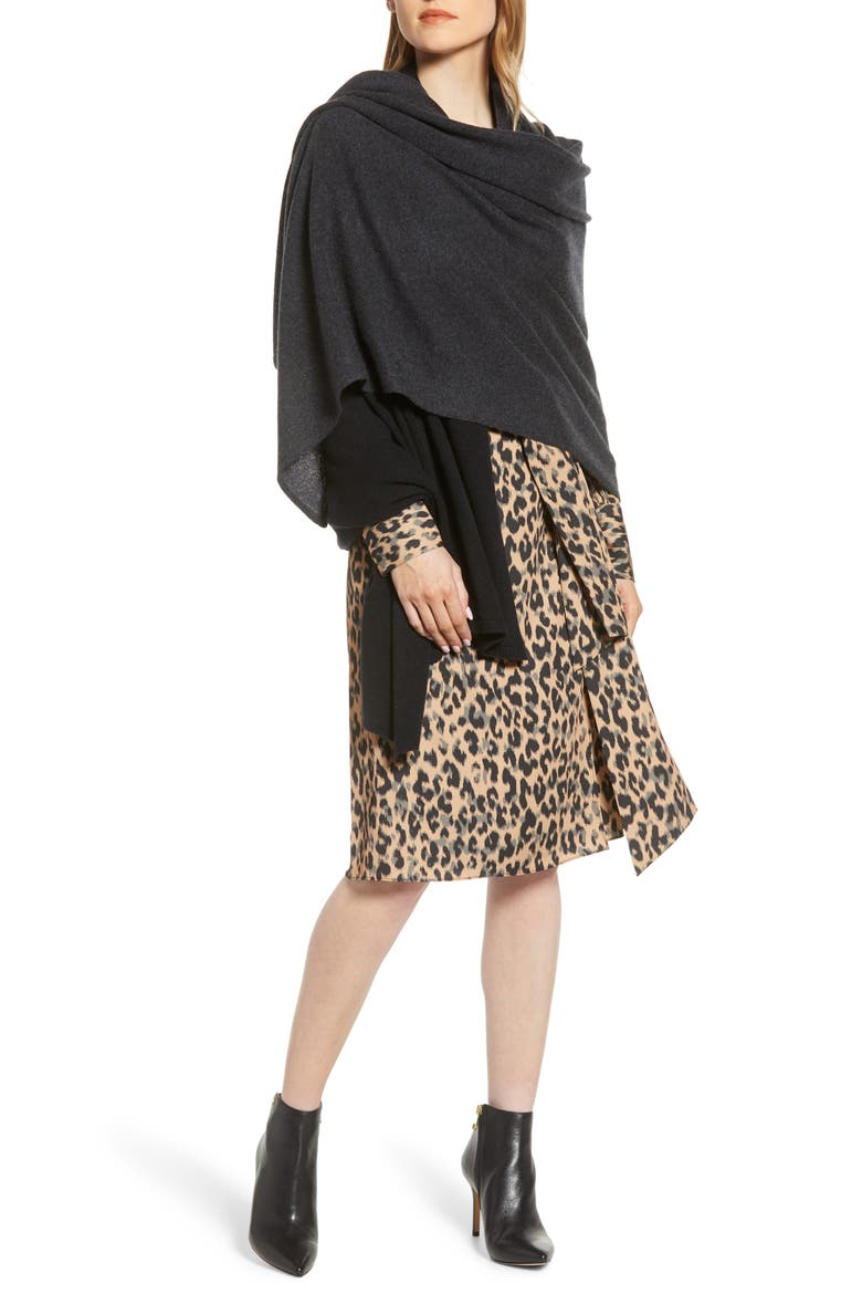 Colorblock Cashmere Wrap, Main, color, GREY COMBO