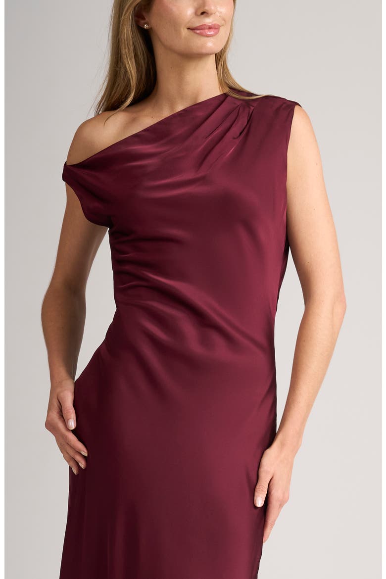Mandy One-Shoulder Satin Gown, Alternate, color, TAWNY PORT