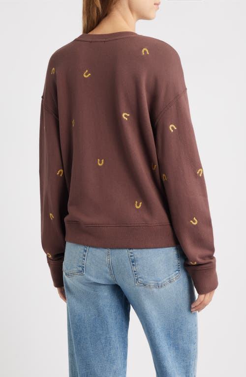 Rails Ramona Horseshoe Embroidered Crewneck Sweatshirt In Brown