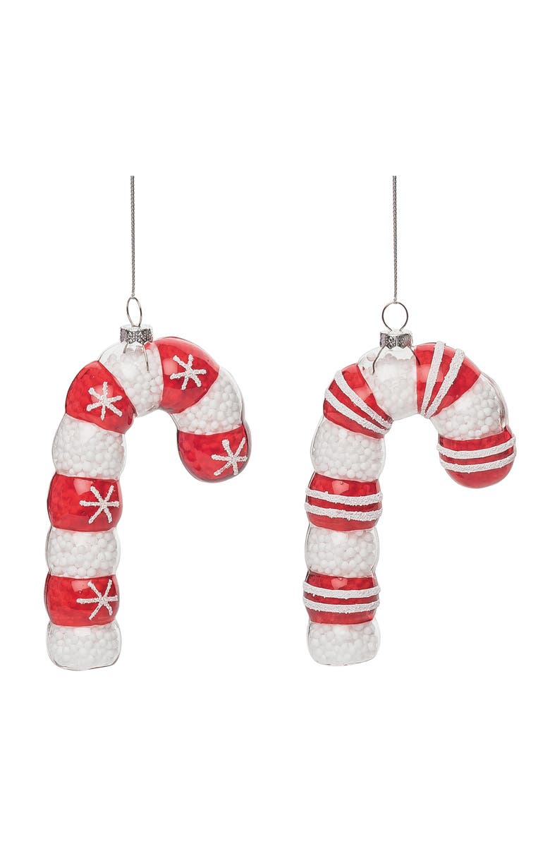 Transpac Multicolored Christmas Candy Cane Ornament Set of 2, Main, color, Multicolored