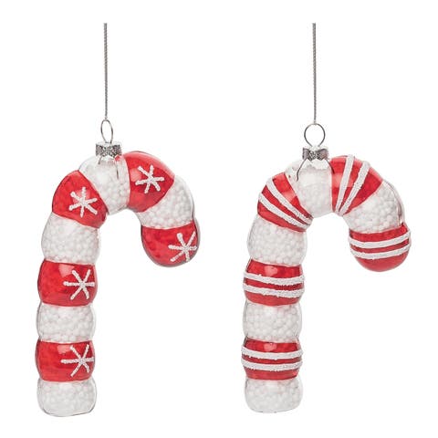 Multicolored Christmas Candy Cane Ornament Set of 2