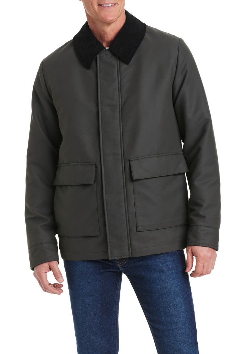 Waxed Barn Jacket, Main, color, DARK OLIVE