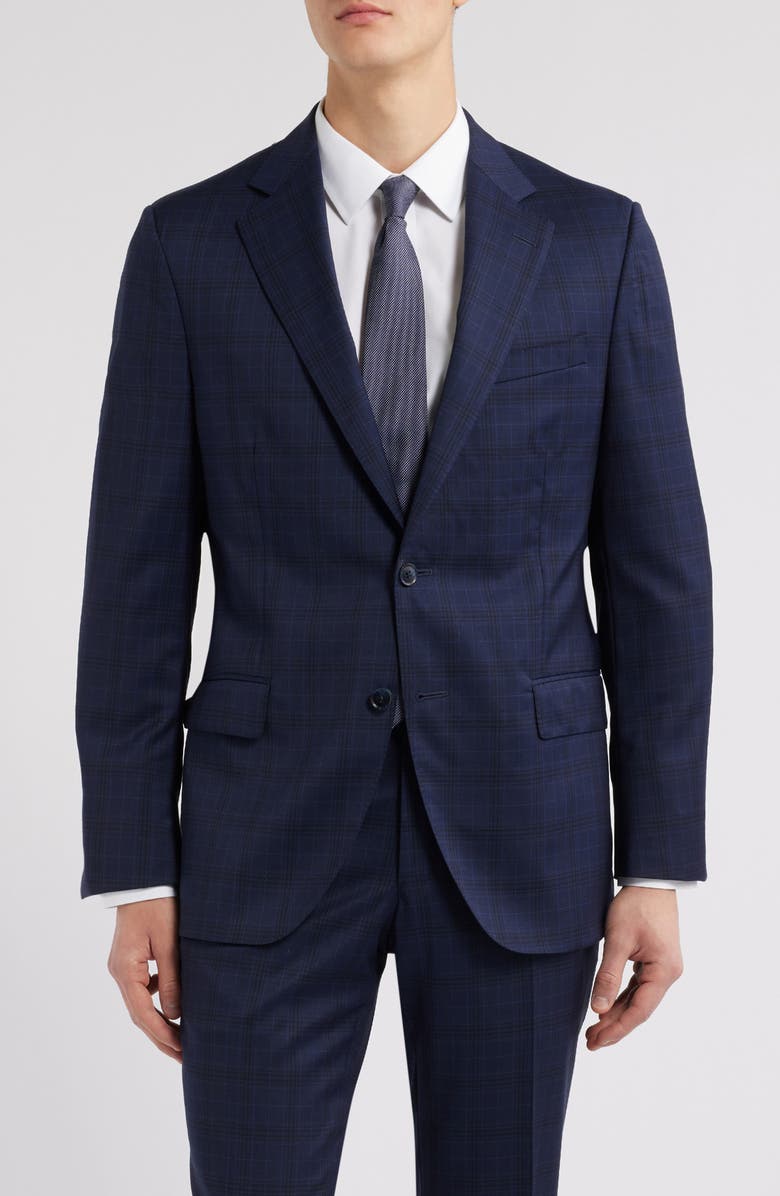 Peter Millar Hartford Classic Fit Navy Plaid Wool Suit, Alternate, color, 